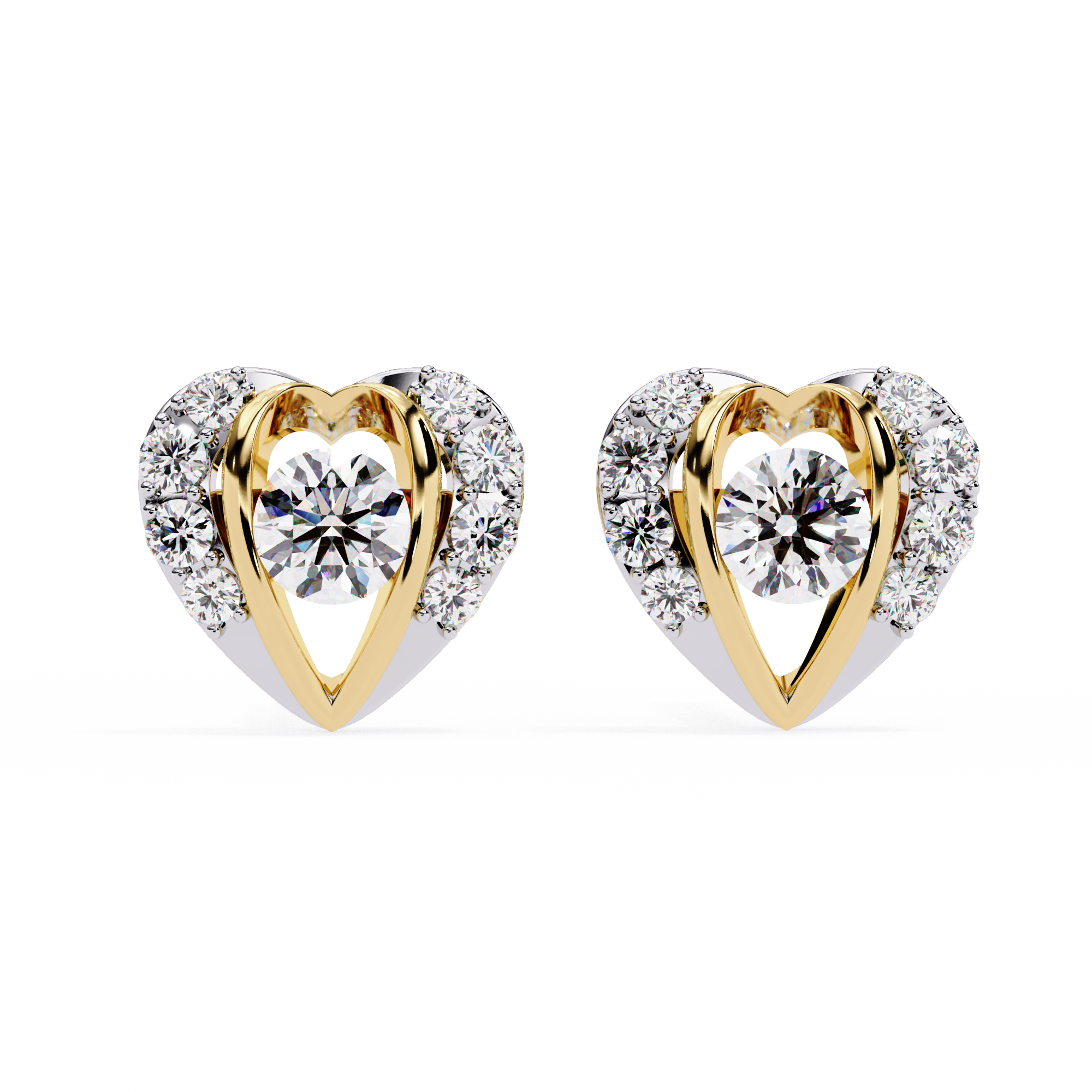 0.74ct Natural Diamond Heart Earrings